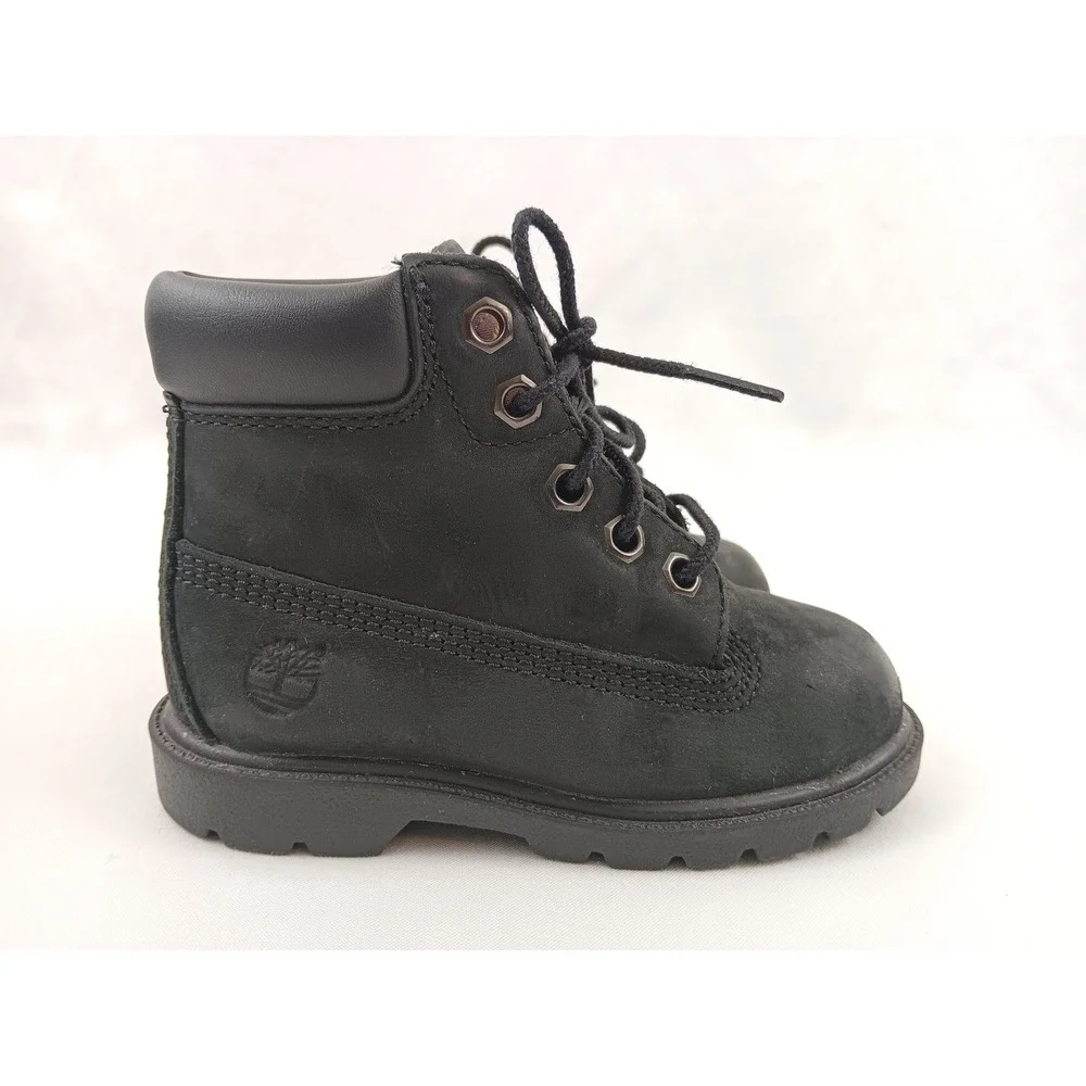 Kids Black Timberland Lace Up Ankle‎ Boots Size 8
